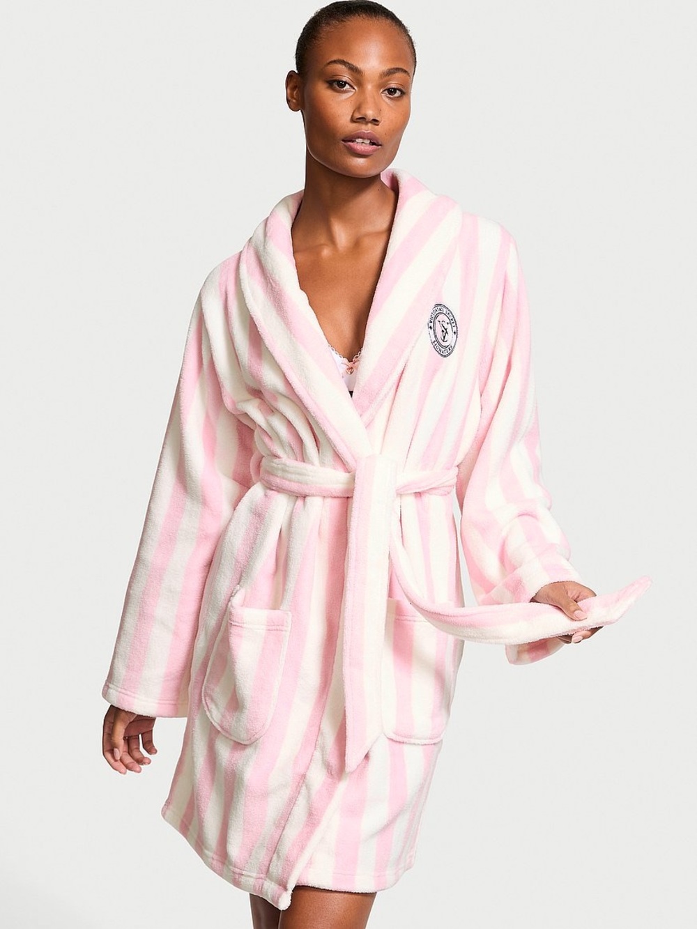 Victoria’s Secret Pink + White Stripe fluffy robe